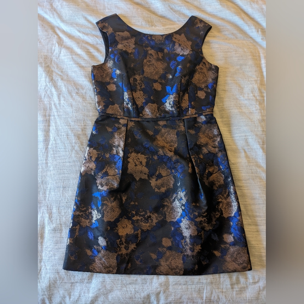 Blue and Bronze Metallic Mini/Shift Dress